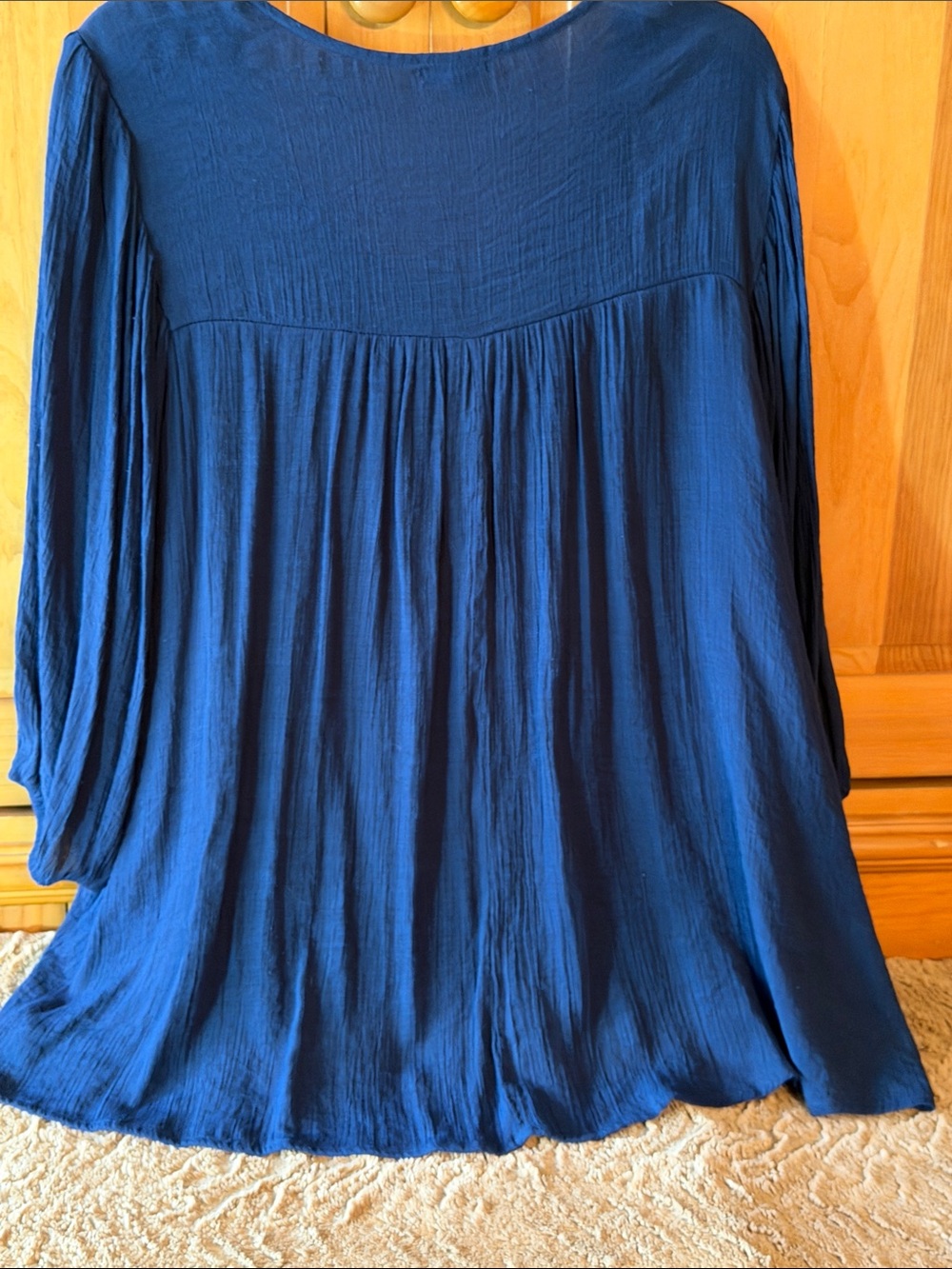 Hannah Plus Size 2X Deep Navy Crochet-Trim Peasant Tunic - Picture 4 of 6